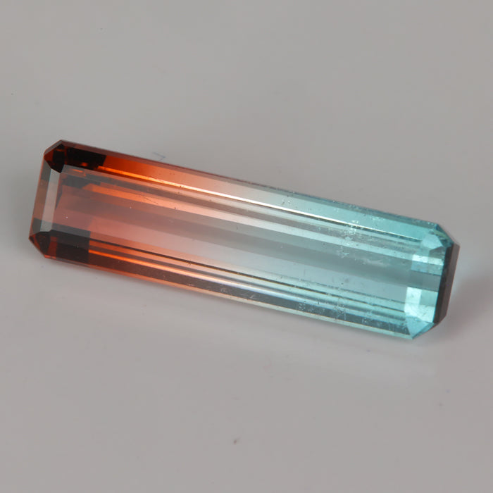 tri color tourmaline gemstone emerald cut