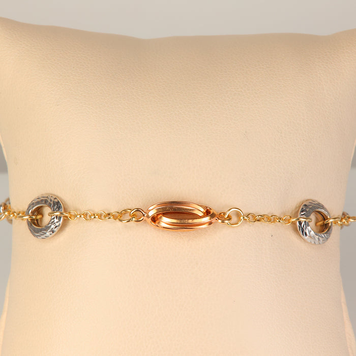 yellow and white and rose gold bracelet