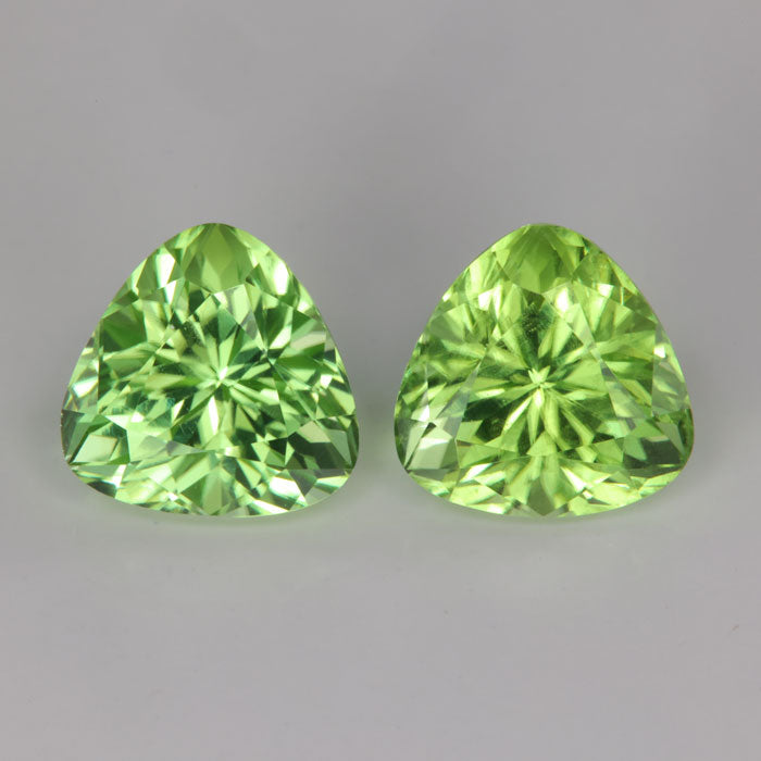 Pair of Trilliant Cut Peridot From Pakistan 8.36 Carats