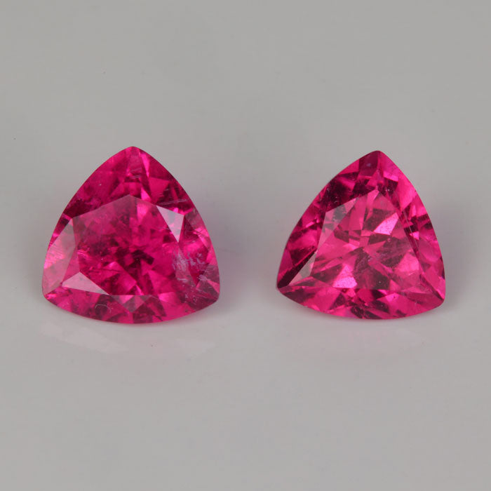 violet red tourmaline pair trilliant cut rubellite
