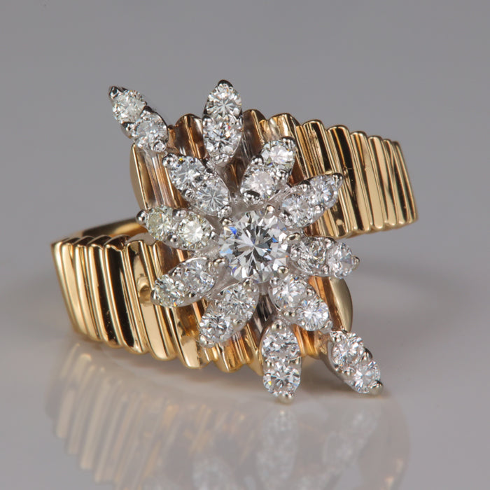 yellow gold estate ring with diamonds