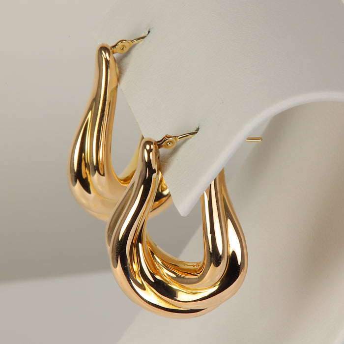 gold wavy estate earrings