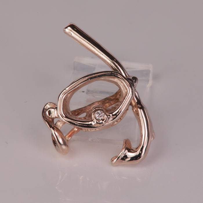 white gold snorkel scuba mask with diamond accent pendant