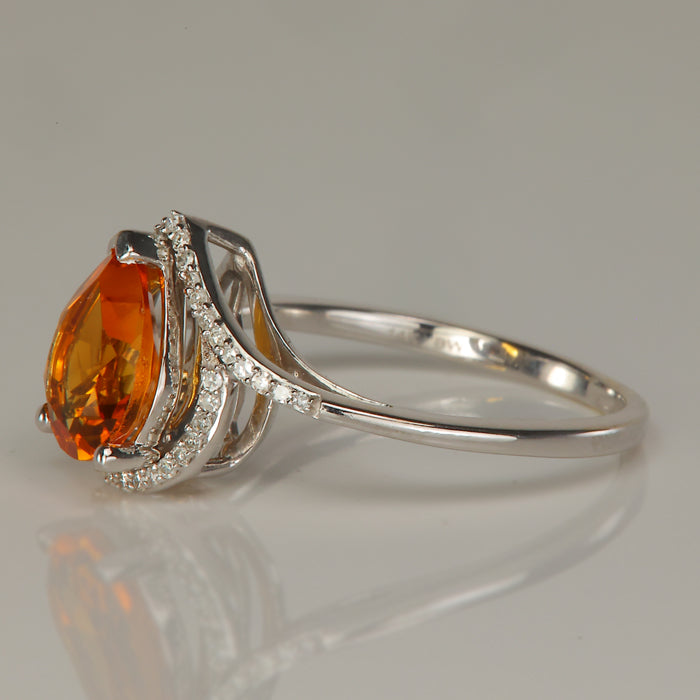 citrine gemstone ring with diamond accents