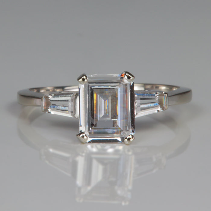 gemstone ring in white gold