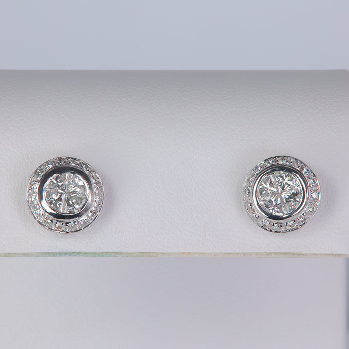 white gold diamond earrings invisible set studs