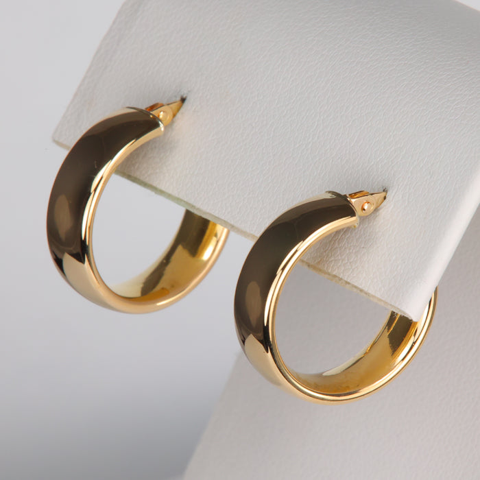 yellow gold wide hoop earrings