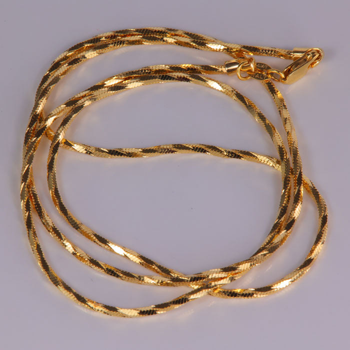 diamond cut yellow gold twisted snake chain