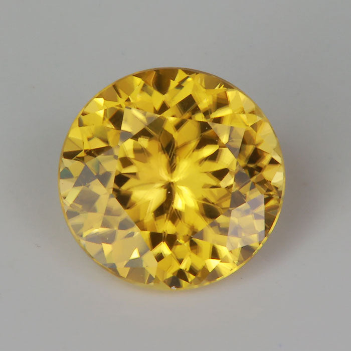 round brilliant cut yellow zircon gemstone from Tanzania