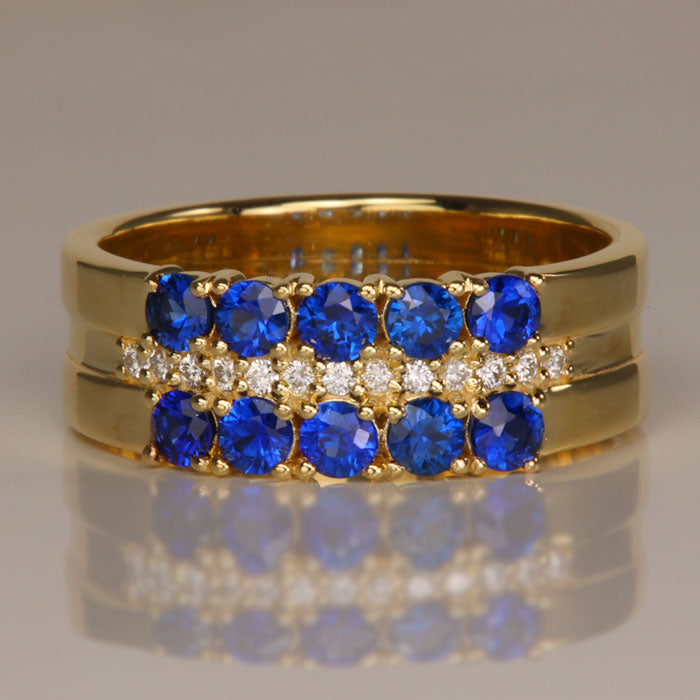 14k yellow gold sapphire and diamond ring