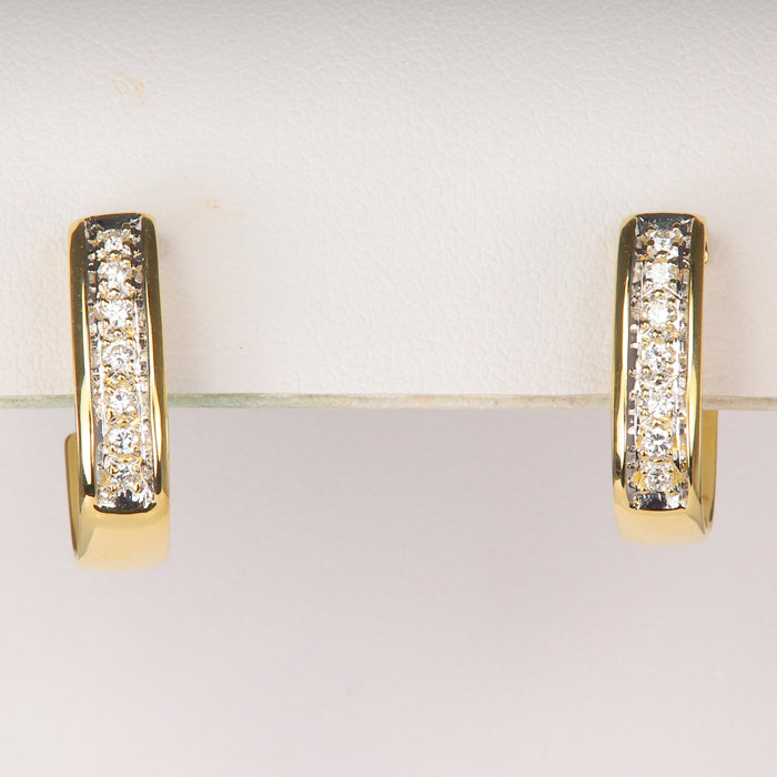yellow gold and diamond estate earrings