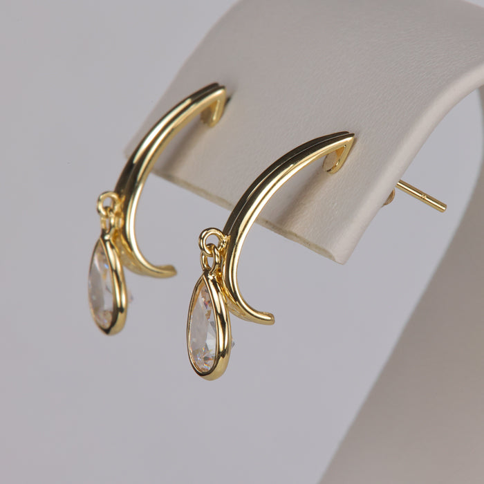 yellow gold and cz earrings