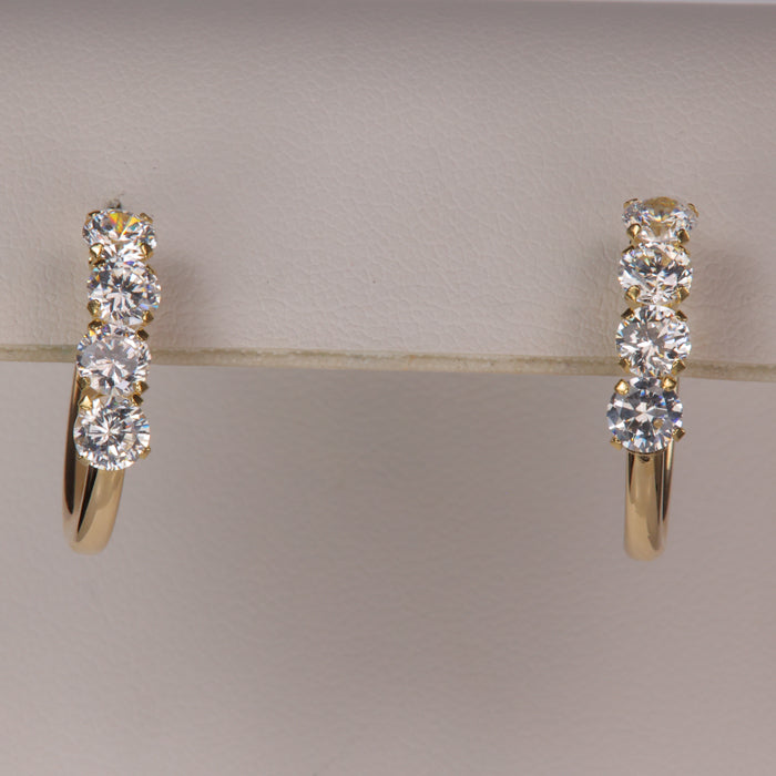 cubic zirconia estate hoop earrings