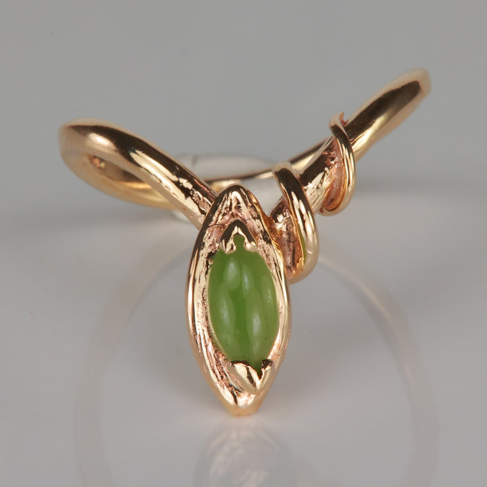 marquise cut nephrite jade ring in yellow gold