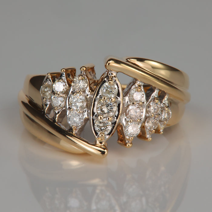diamond and gold statement ring