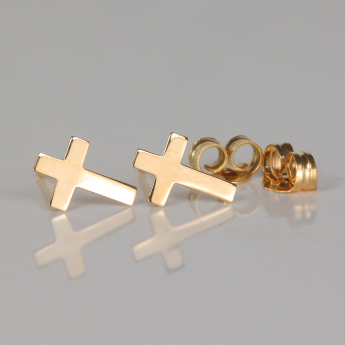estate yellow gold cross stud earrings