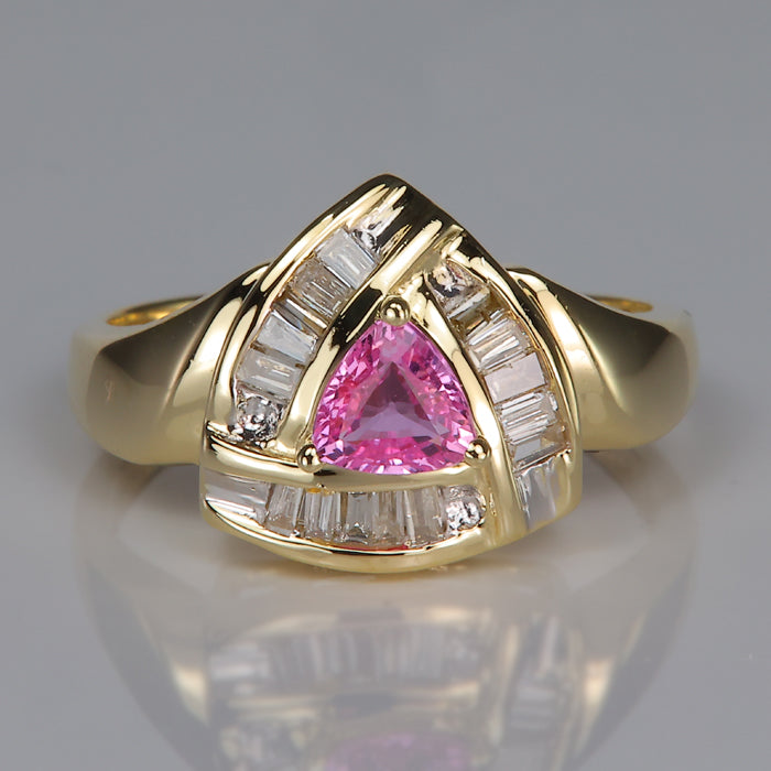 estate pink sapphire and diamond ring
