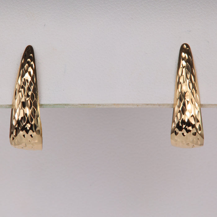 estate yellow gold diamond cut earrings tapered