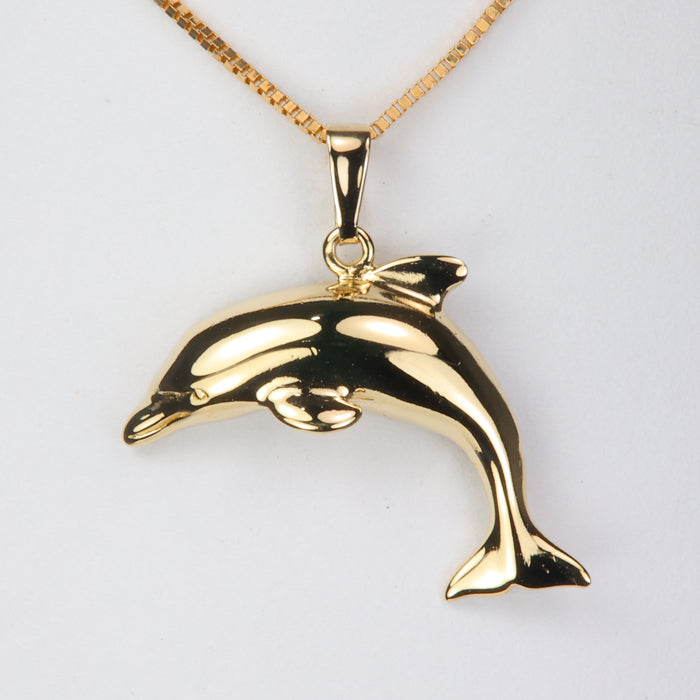 estate yellow gold dolphin pendant