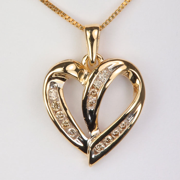 gold and champagne diamond heart pendant