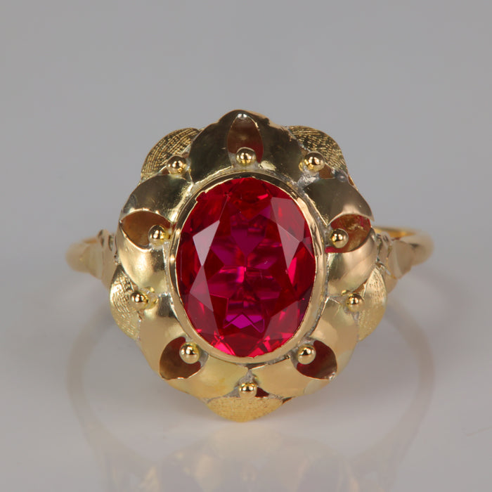 yellow gold lab grown ruby ring