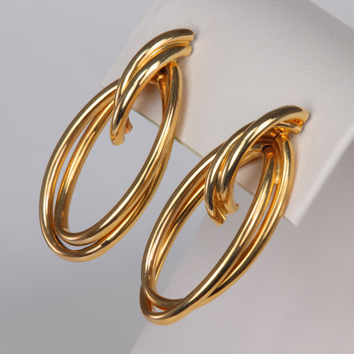 yellow gold estate tubular earrings