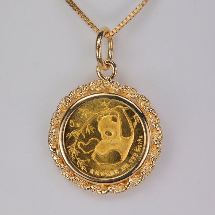 estate yellow and pure gold coin pendant