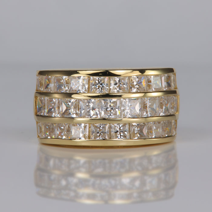 estate yellow gold princess cut cubic zirconia ring