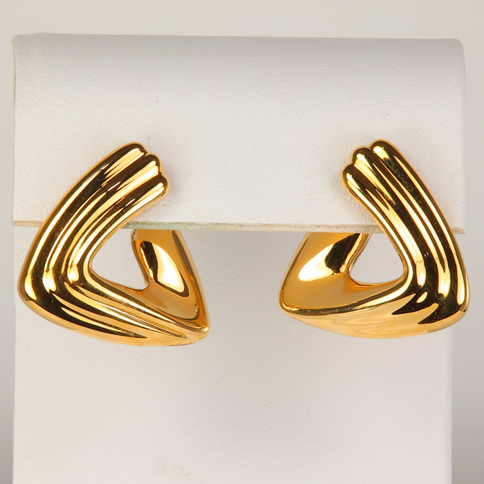 yellow gold triangular shaped studs