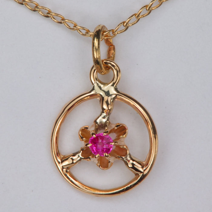 yellow gold necklace with ruby accent