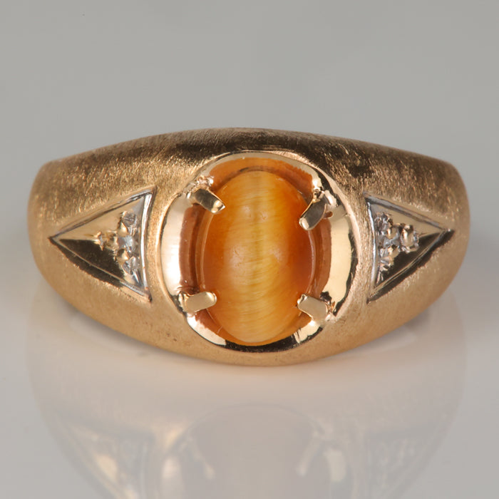 golden tiger's eye gem and diamond accent ring