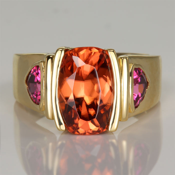 Zircon and Garnet 18k Yellow Gold Ring