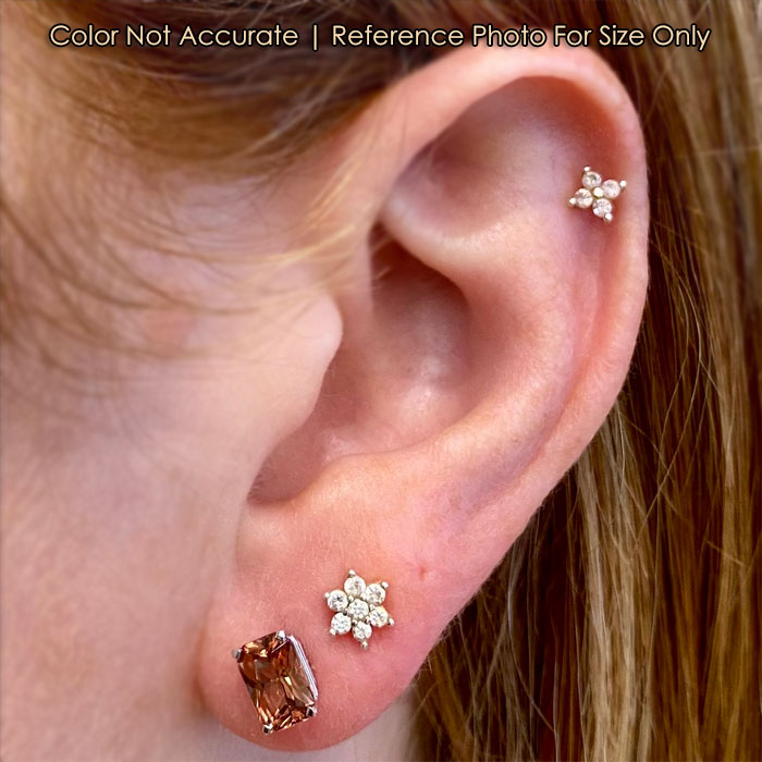 white gold zircon earrings size to ear
