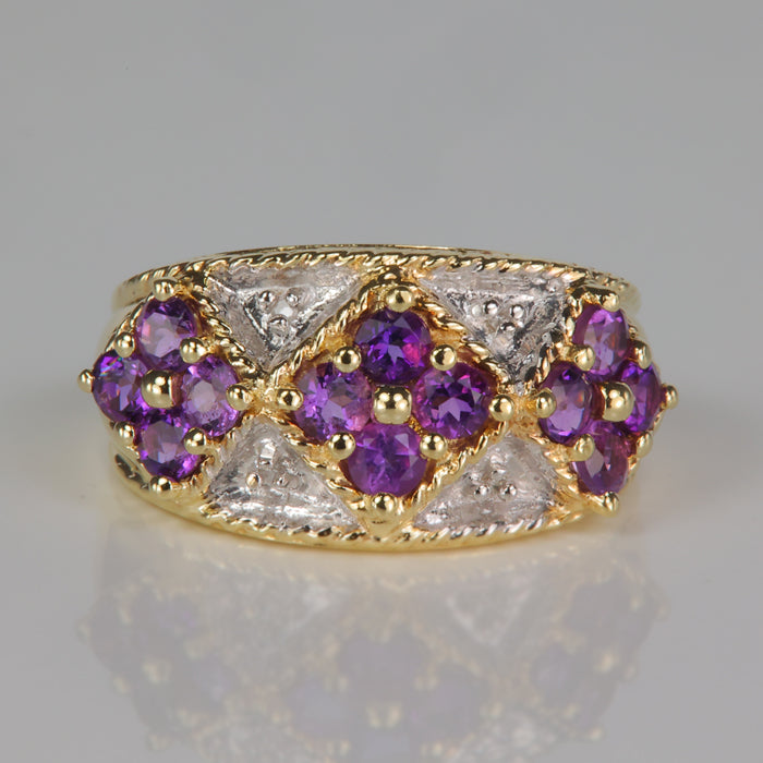 yellow gold amethyst and diamond estate ring