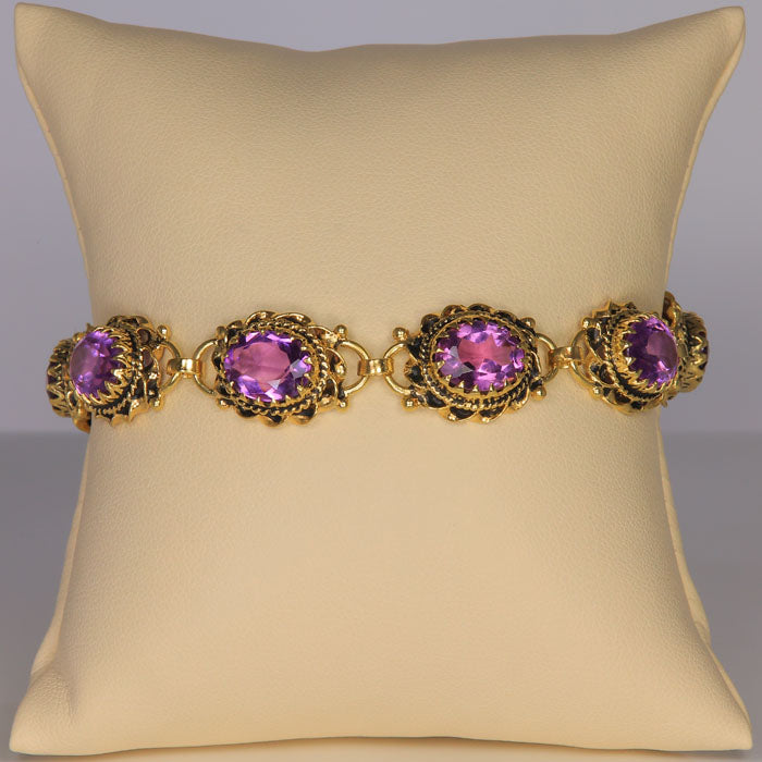 yellow gold and amethyst estate bracelet