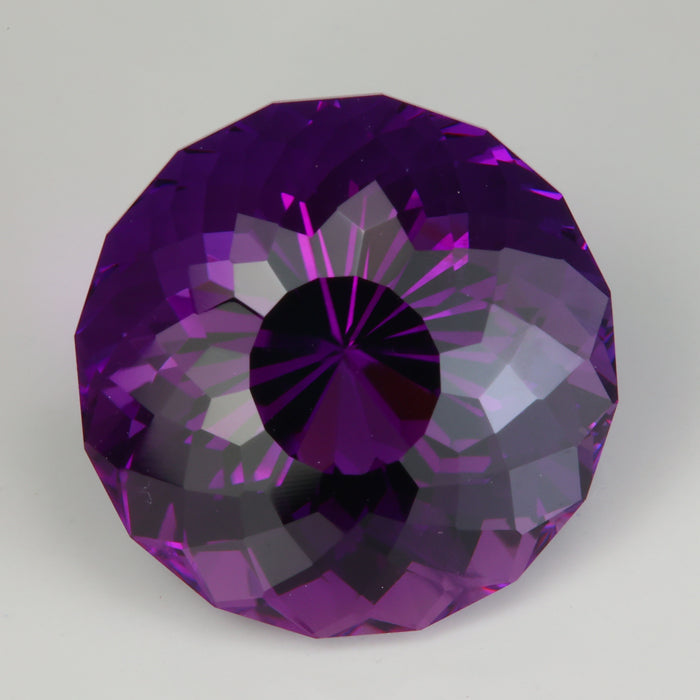 purple color round portuguese cut amethyst gemstone