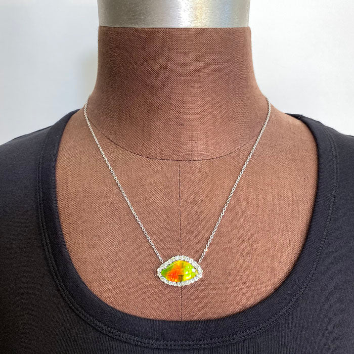 ammolite and demantoid garnet pendant