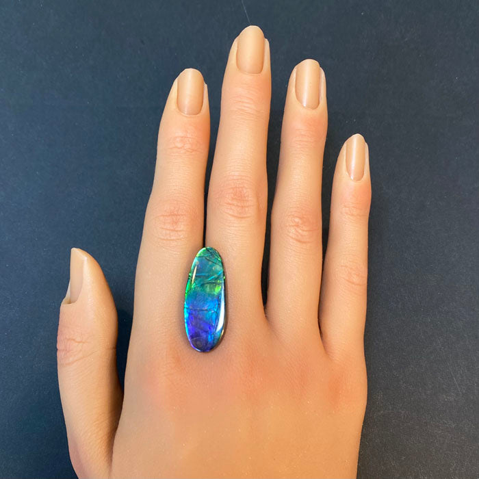 blue purple green ammolite gem oval freeform