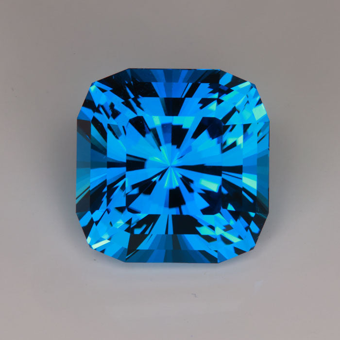 big blue topaz gemstone square cushion brilliant cut