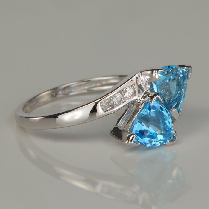 white gold blue topaz diamond estate ring