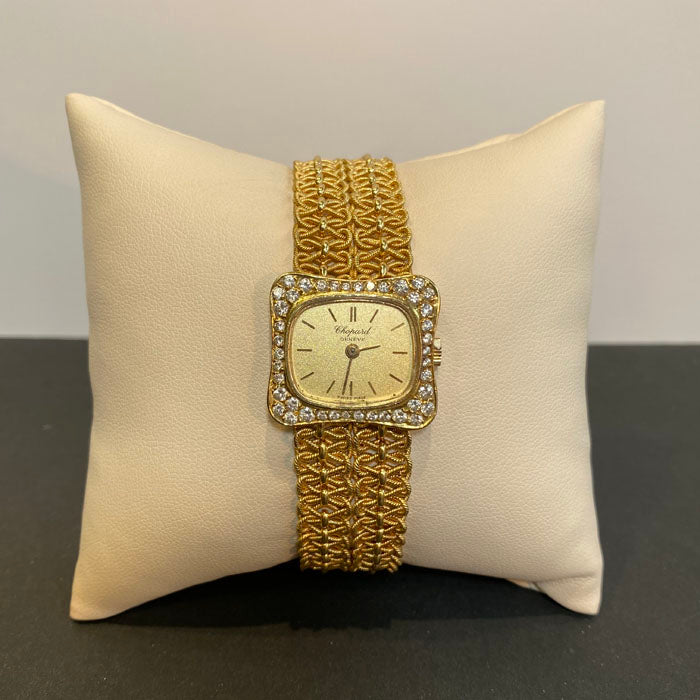 18k yellow gold chopard watch with diamonds