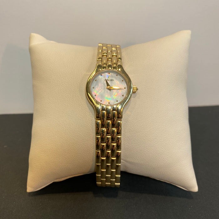 14k yellow gold mother of pearl concord watch