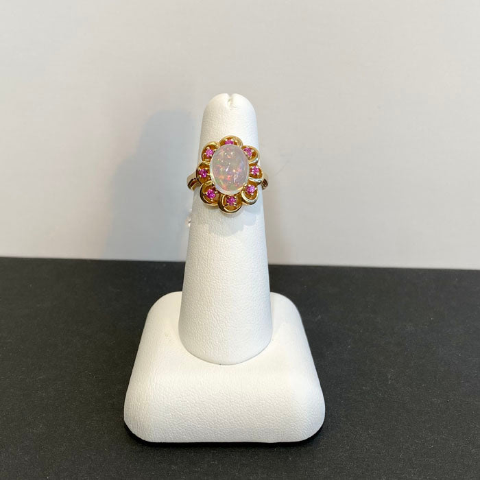 mexican contra luz opal sapphire yellow gold ring