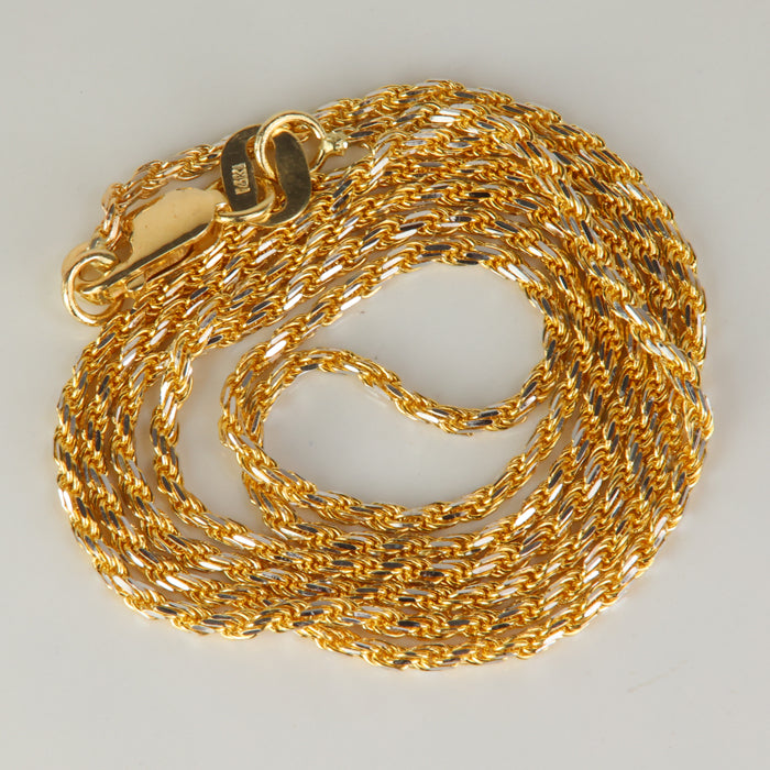 yellow gold diamond cut rope chain