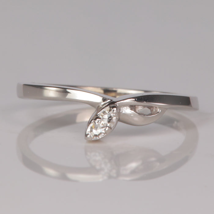 white gold and diamond thin stacking ring