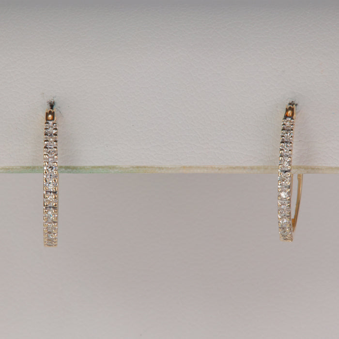 yellow gold diamond hoop estate earrings