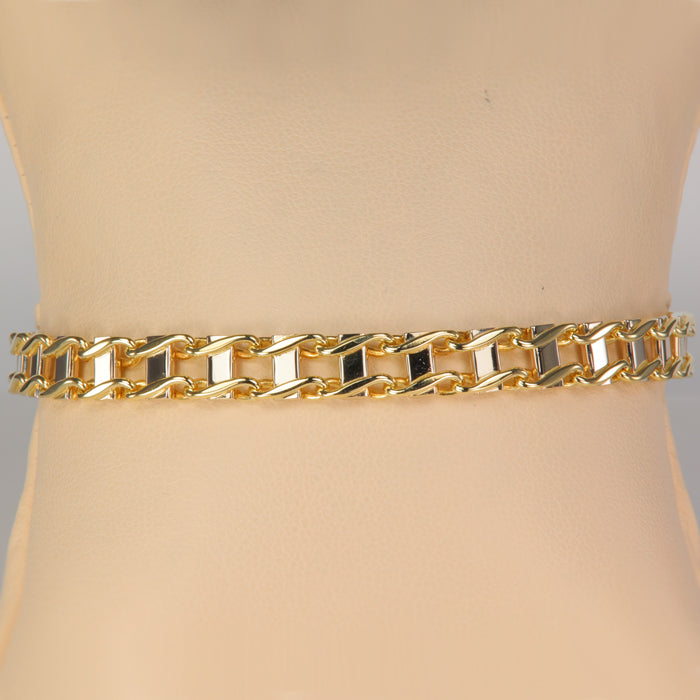yellow gold fancy bar link bracelet