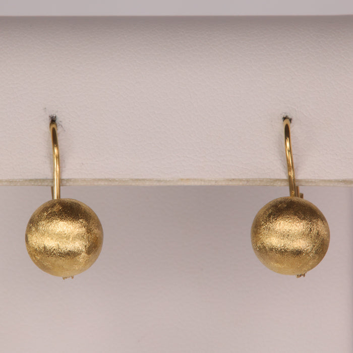 textured gold ball estate earrings