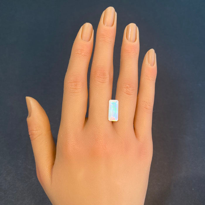 opal faceted emerald cut