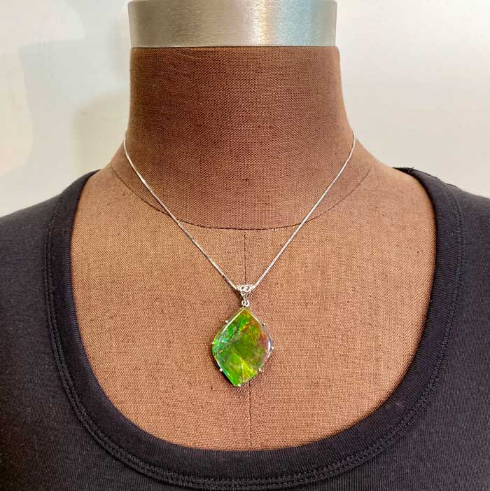 ammolite fossil gemstone pendant